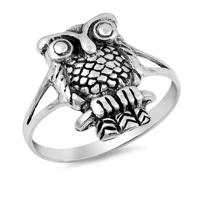 Sterling Silver Owl Shaped Plain RingsAnd Face Height 16mm