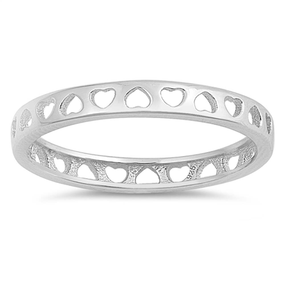 Sterling Silver Heart Shaped Plain RingsAnd Band Width 3mm