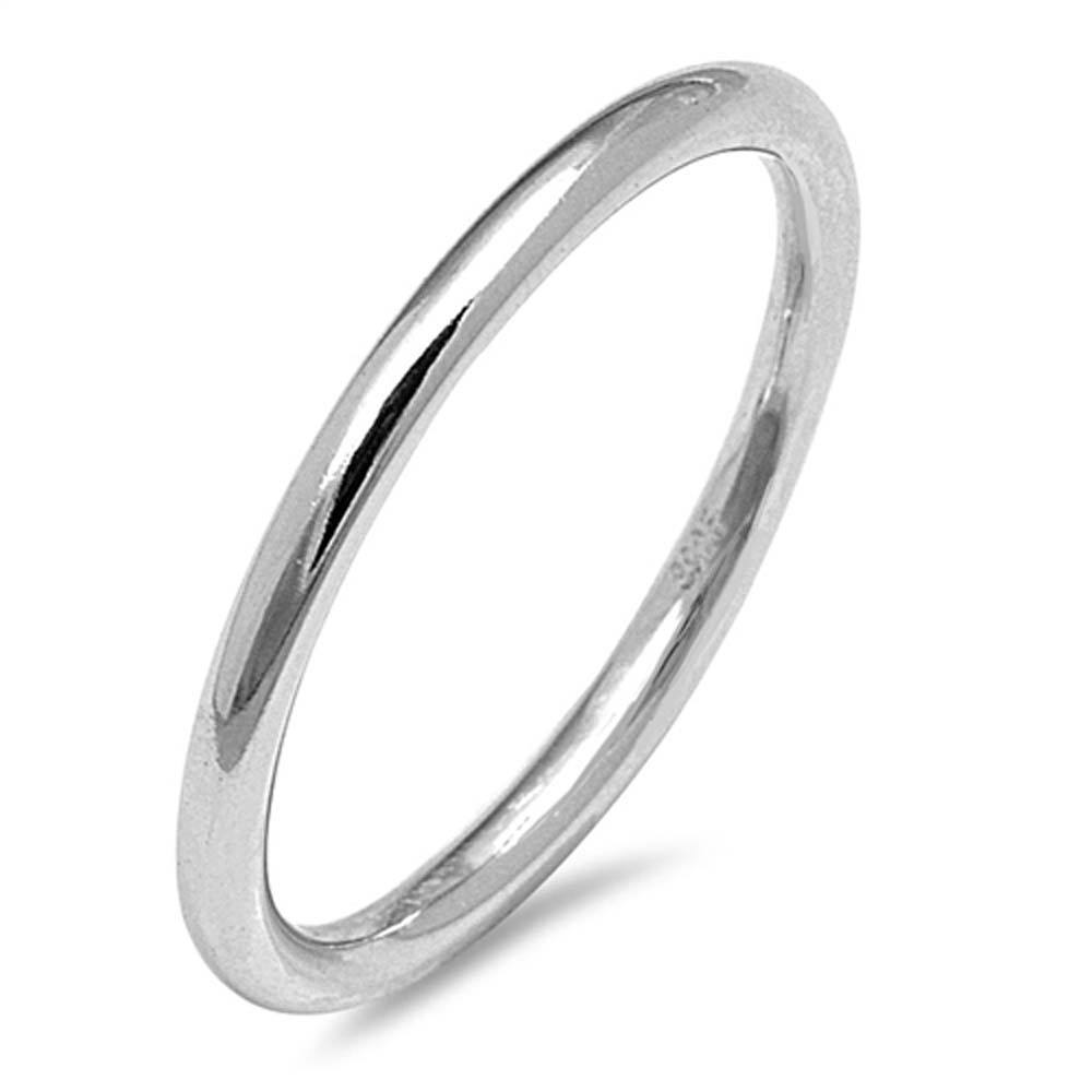 Sterling Silver Rhodium Plated And Polished Round Band Toe Plain RingsAnd Band Thickness 2mm