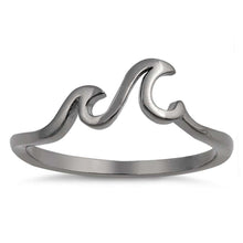 Load image into Gallery viewer, Sterling Silver Black Rhodium Plated Little Waves Shaped Plain RingsAnd Face Height 5mm