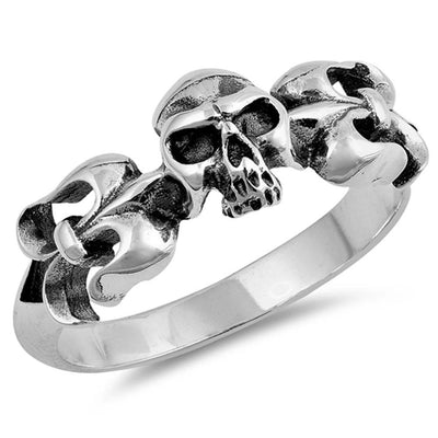 Sterling Silver Oxidized Skull Plain RingsAnd Band Width 10mm