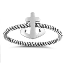 Load image into Gallery viewer, Sterling Silver Oxidized Anchor Plain RingsAnd Band Width 10mm