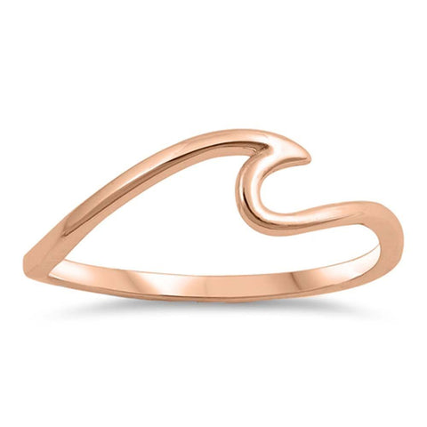Sterling Silver Rose Gold Plated Wave Shaped Plain RingsAnd Face Height 6mm