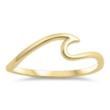 Load image into Gallery viewer, Sterling Silver Yellow Gold Plated Wave Shaped Plain RingsAnd Face Height 6mm