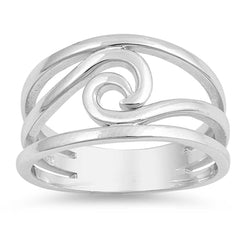 Sterling Silver High Polished Wave Shaped Plain RingsAnd Face Height 12mm