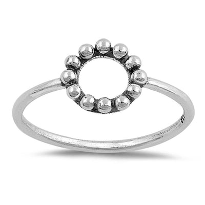 Sterling Silver Oxidized Circle Shaped Plain RingsAnd Face Height 8mm