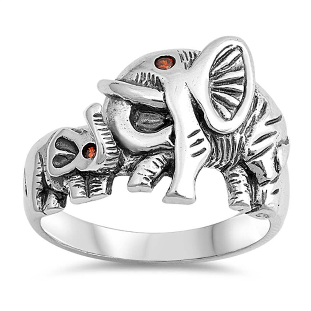 Sterling Silver Elephants Shaped Plain RingsAnd Face Height 15mm