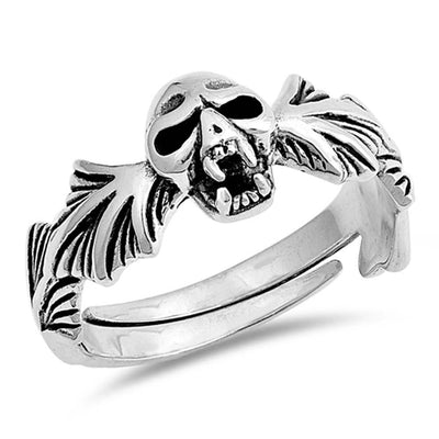 Sterling Silver Skull Shaped Plain RingsAnd Face Height 10mm
