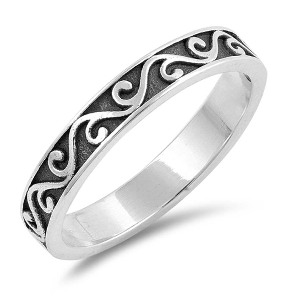 Sterling Silver Oxidized Celtic Shaped Plain RingsAnd Face Height 4mm