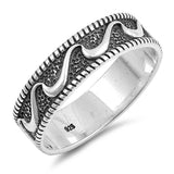 Sterling Silver Oxidized Bali Wave Shaped Plain RingsAnd Face Height 6mm