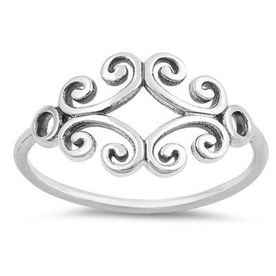 Sterling Silver Oxidized Celtic Shaped Plain RingsAnd Face Height 10mm
