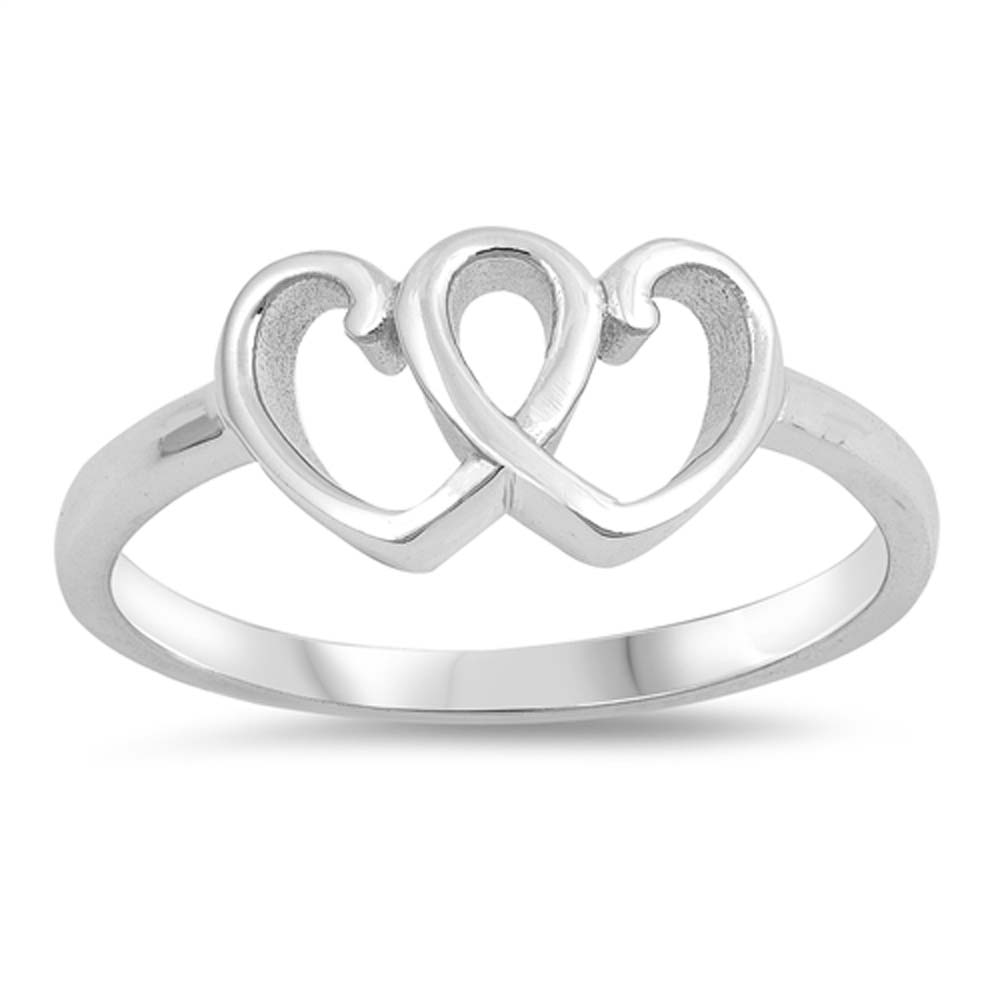 Sterling Silver High Polished And Rhodium Plated Hearts Shaped Plain RingsAnd Face Height 8mm