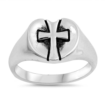 Sterling Silver Oxidized Cross Shaped Plain RingsAnd Face Height 8mm