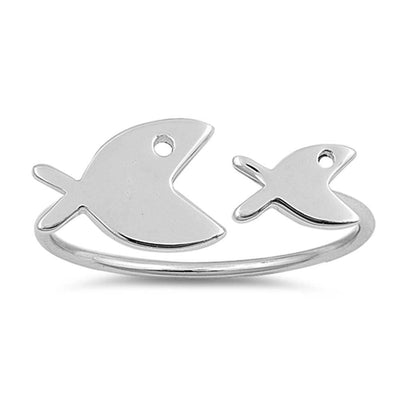 Sterling Silver Polished Fish Shaped Plain RingsAnd Face Height 9mm