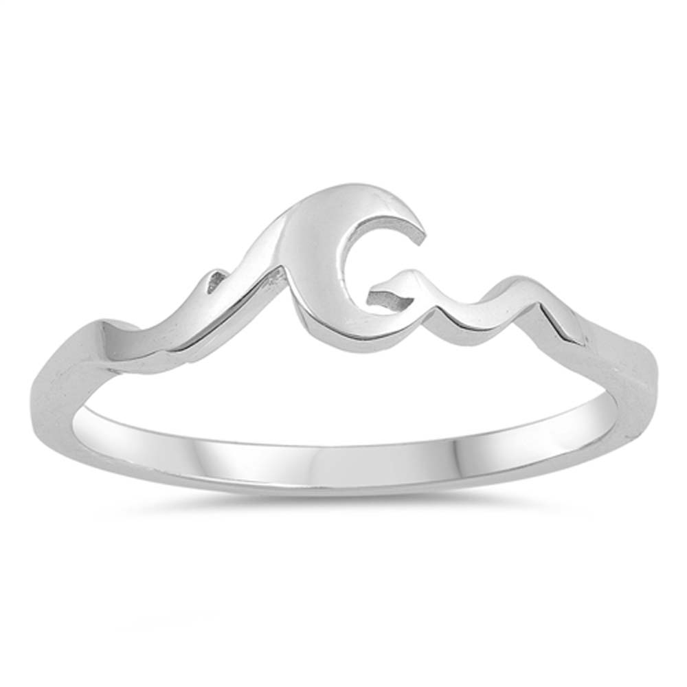 Sterling Silver Oxidized Wave Shaped Plain RingsAnd Face Height 5mm