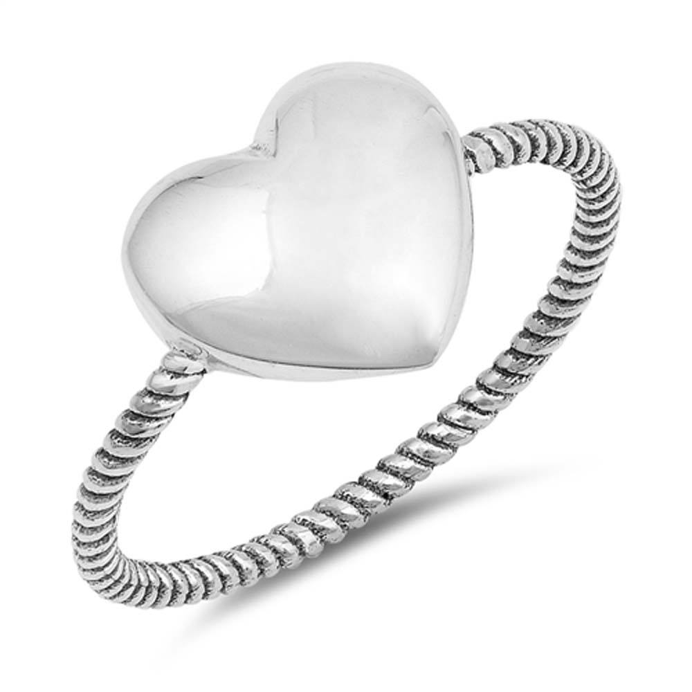 Sterling Silver Oxidized Heart Shaped Plain RingsAnd Face Height 10mm