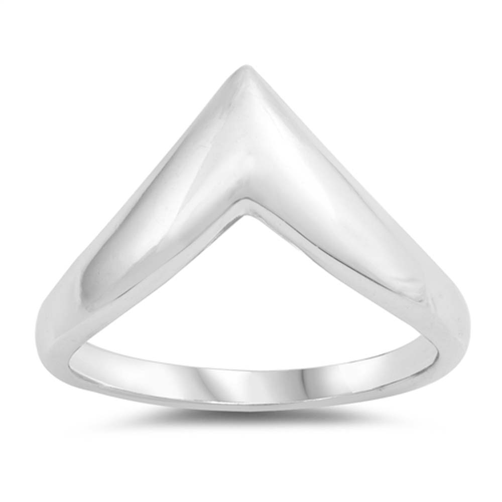 Sterling Silver High Polished V Shaped Plain RingsAnd Face Height 12mm