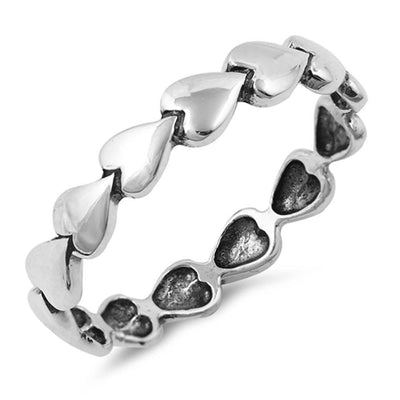 Sterling Silver Oxidized Hearts Shaped Plain RingsAnd Face Height 4mm