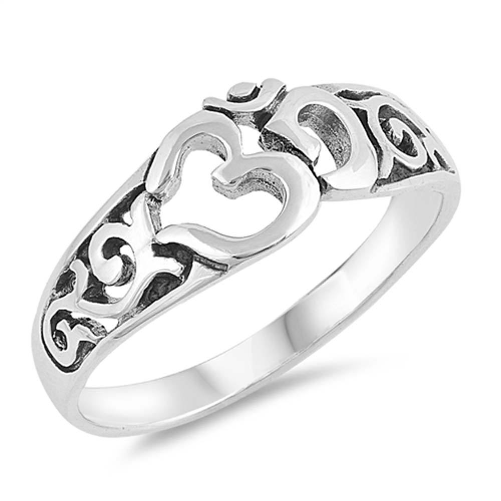 Sterling Silver Oxidized Om Sign Shaped Plain RingsAnd Face Height 8mm