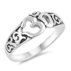 Sterling Silver Oxidized Om Sign Shaped Plain RingsAnd Face Height 8mm