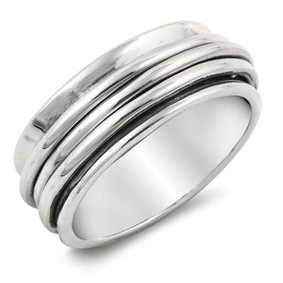 Sterling Silver Oxidized Spinner Shaped Plain RingsAnd Face Height 8mm