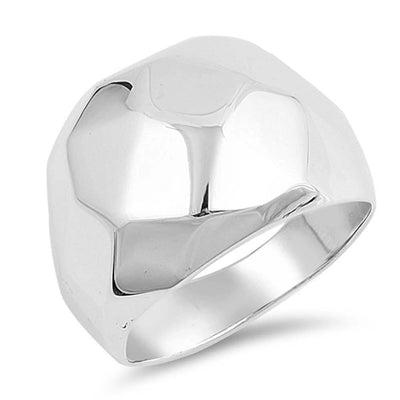 Sterling Silver Polished Dimensional Shaped Plain RingsAnd Face Height 17mm