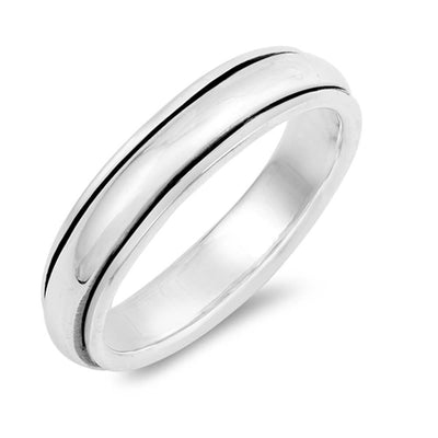 Sterling Silver Oxidized Round Shaped Plain RingsAnd Face Height 5mm