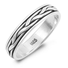 Load image into Gallery viewer, Sterling Silver Oxidized Braid Shaped .925 Plain RingsAnd Face Height 5mm