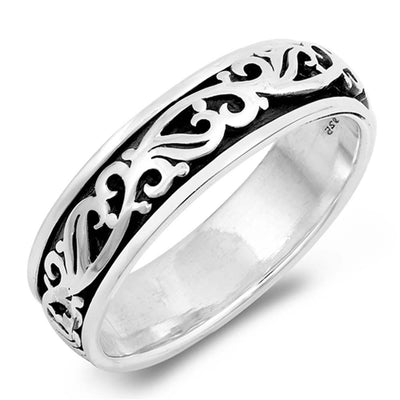 Sterling Silver Oxidized Celtic Shaped Plain RingsAnd Face Height 6mm