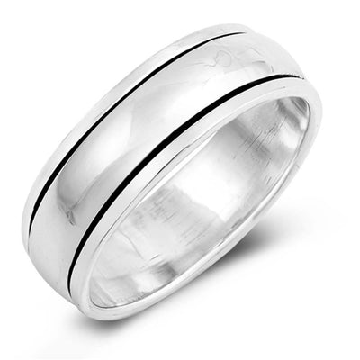Sterling Silver Oxidized Round Shaped Plain RingsAnd Face Height 7mm
