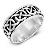 Sterling Silver Oxidized Celtic Shaped Plain RingsAnd Face Height 10mm