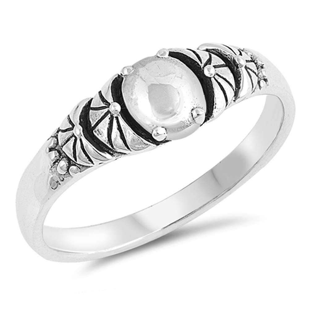 Sterling Silver Oxidized Bali Shaped Plain Rings And Face Height 6mm