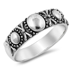 Sterling Silver Oxidized Bali Shaped Plain RingsAnd Face Height 6mm