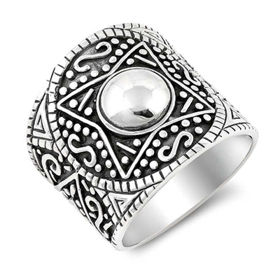 Sterling Silver Oxidized Bali Design Shaped Plain RingsAnd Face Height 22mm