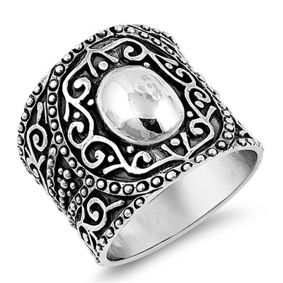 Sterling Silver Oxidized Bali Design Shaped Plain RingsAnd Face Height 21mm