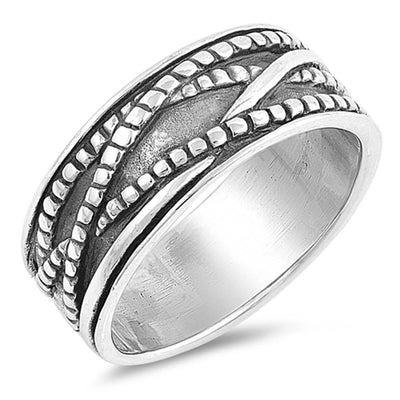 Sterling Silver Oxidized Spinner Infinity Shaped Plain RingsAnd Face Height 9mm