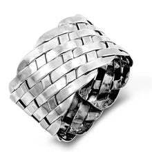 Load image into Gallery viewer, Sterling Silver Polished Woven Band Shaped Plain RingsAnd Face Height 10mm