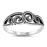 Sterling Silver Oxidized Celtic Shaped Plain RingsAnd Face Height 7mm