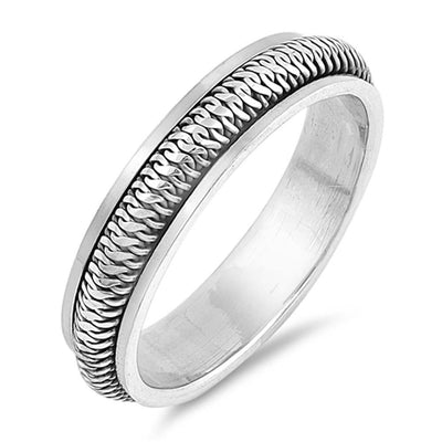 Sterling Silver Oxidized Spinner Shaped Plain RingsAnd Face Height 5mm