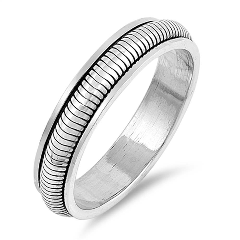 Sterling Silver Oxidized Spinner Shaped Plain RingsAnd Face Height 5mm