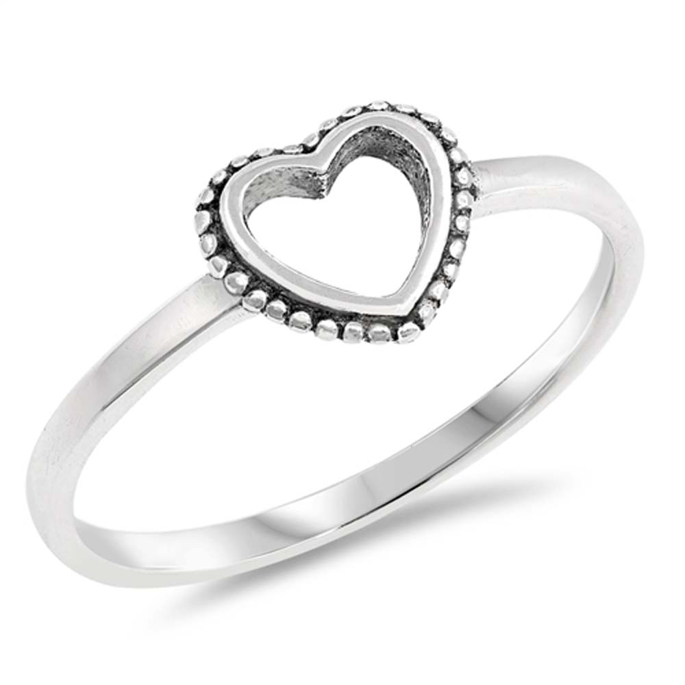 Sterling Silver Oxidized Heart Shaped Plain RingsAnd Face Height 7mm