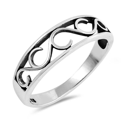 Sterling Silver Oxidized Celtic Shaped Plain RingsAnd Face Height 6mm