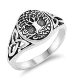 Sterling Silver Oxidized Celtic Tree Of Life Shaped Plain RingsAnd Face Height 12mm