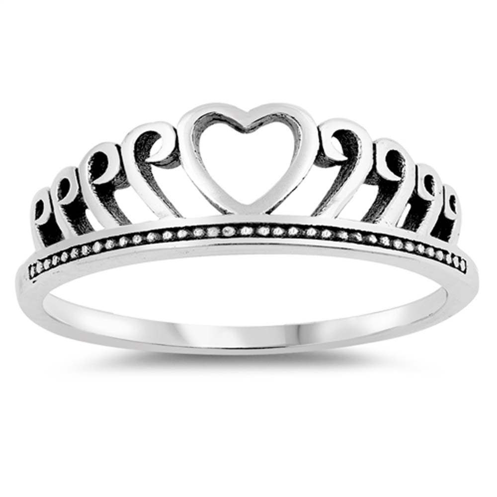 Sterling Silver Oxidized Heart Shaped Plain RingsAnd Face Height 6mm