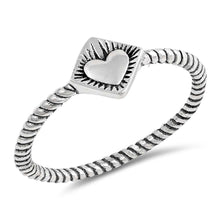 Load image into Gallery viewer, Sterling Silver Oxidized Heart Shaped Plain RingsAnd Face Height 7mm