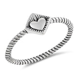 Sterling Silver Oxidized Heart Shaped Plain RingsAnd Face Height 7mm