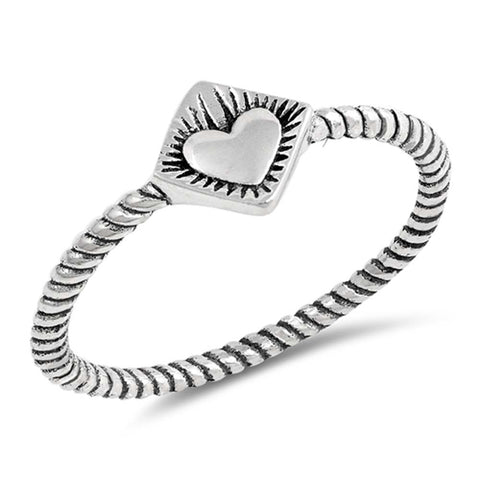 Sterling Silver Oxidized Heart Shaped Plain RingsAnd Face Height 7mm