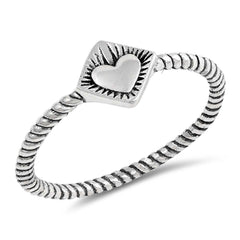 Sterling Silver Oxidized Heart Shaped Plain RingsAnd Face Height 7mm