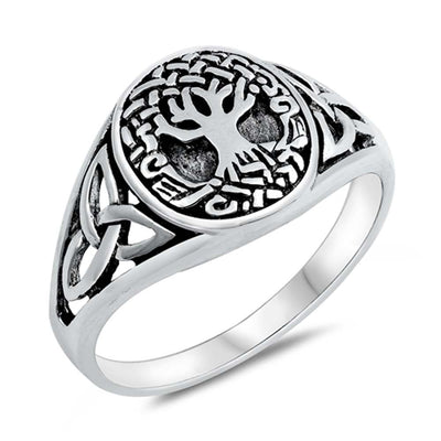 Sterling Silver Oxidized Celtic Tree Of Life Ring