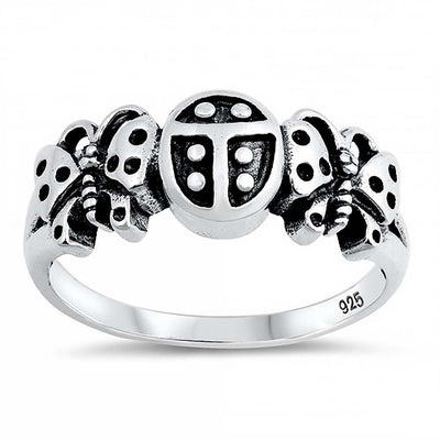 Sterling Silver Ladybug & Butterfly Ring